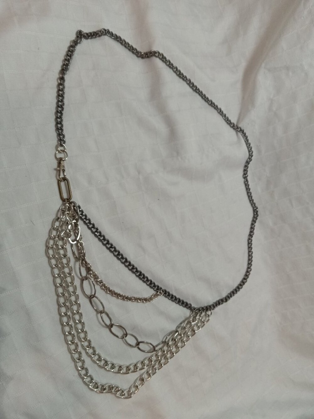 Handmade in silver and gunnmetal colors chain belt 39 inches